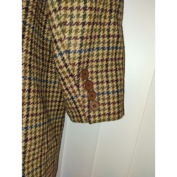 Vtg Lauren Ralph Lauren Brown Houndstooth Equestrian Wool Blazer Old Money 20W - Picture 9 of 10